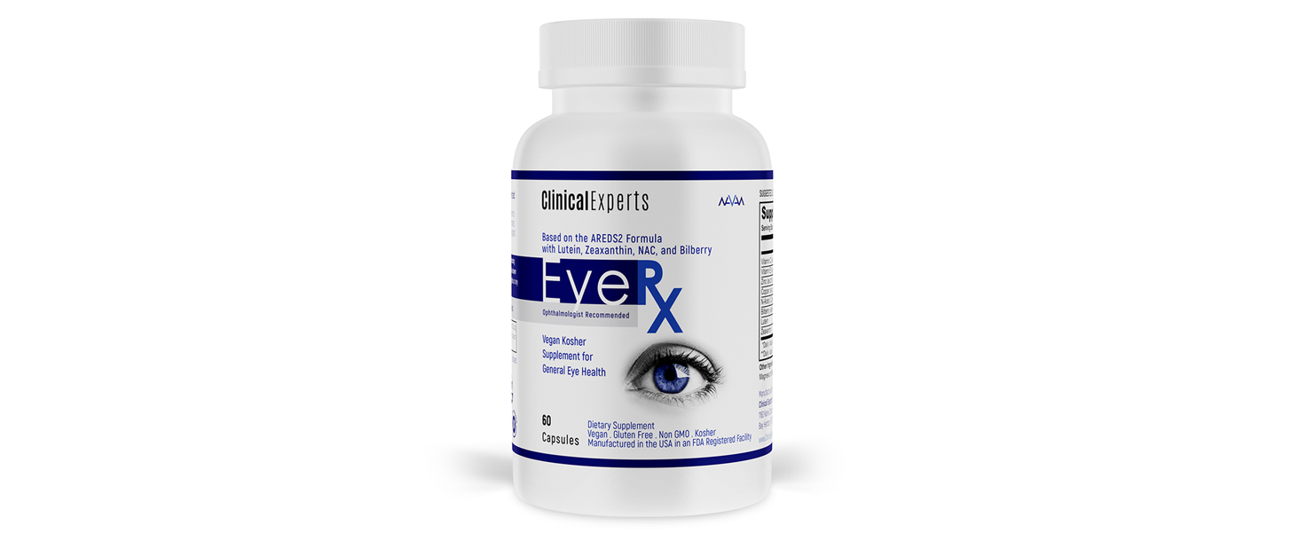 Navan EyeRx Antioxidant AREDS 2 Eye Vitamins & Minerals Supplement for General Eye Health by Clinical Experts - Lutein, Zeaxanthin, NAC, Bilberry, Zinc, Vitamin C - Kosher Certified, 60 Capsules