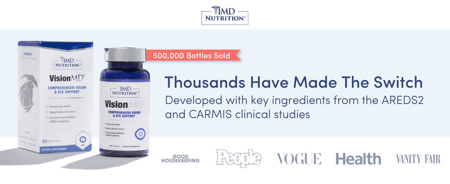 1MD Nutrition VisionMD Eye Vitamin CARMIS - Eye Supplement for Adults - with OptiLut Lutein & Zeaxanthin - Supports Vision Health Care, Everyday Eye Strain, & Occasional Dry Eye - 30 Softgels