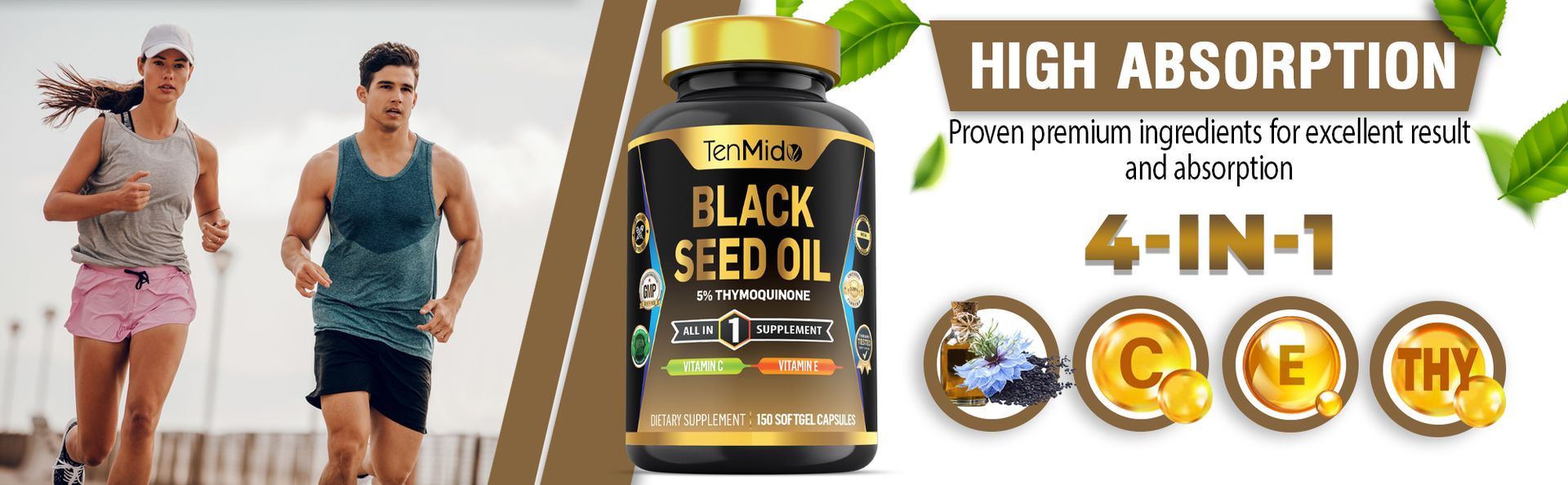 Black Seed Oil Capsules Supplement - 4in1 Formula - Combine with Vitamin C, Vitamin E - Digestive Health, Immune Support - Rich in Nutrient - 150 Softgel Capsules