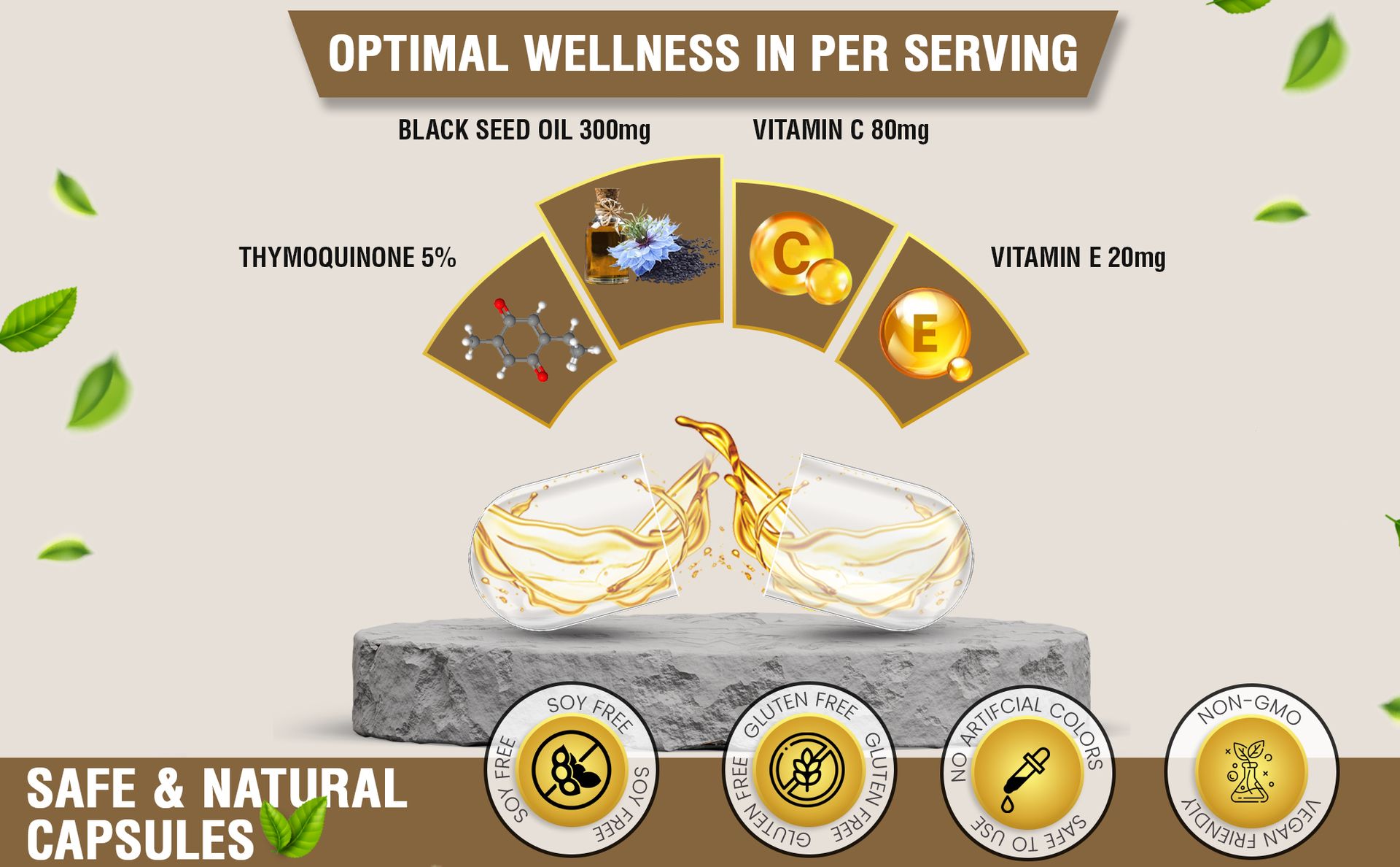 Black Seed Oil Capsules Supplement - 4in1 Formula - Combine with Vitamin C, Vitamin E - Digestive Health, Immune Support - Rich in Nutrient - 150 Softgel Capsules