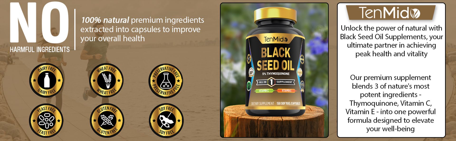 Black Seed Oil Capsules Supplement - 4in1 Formula - Combine with Vitamin C, Vitamin E - Digestive Health, Immune Support - Rich in Nutrient - 150 Softgel Capsules