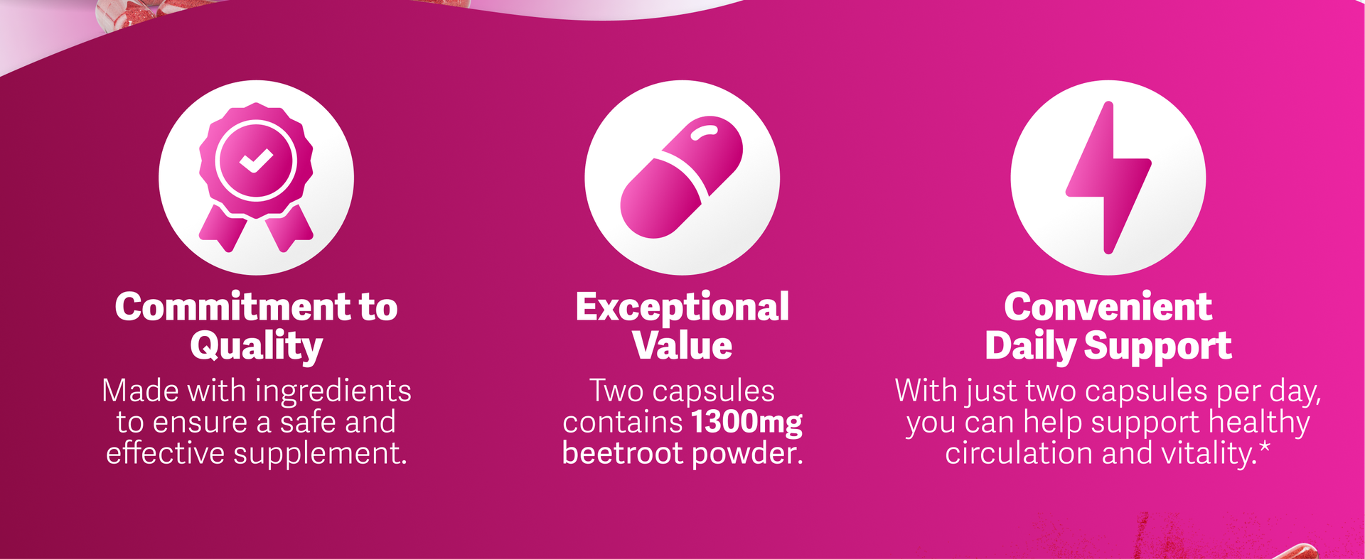 Rosabella Organic Beet Root Capsules - 1300mg Beet Root Powder Aids Healthy Circulation & Vitality, Non-GMO, Beet Root Supplement - 60 Capsules, 30-Day Supply