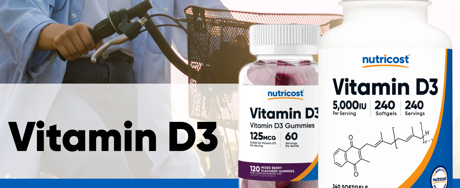 Nutricost Vitamin D3 5,000 IU (125mcg), 240 Softgels, GMO-Free