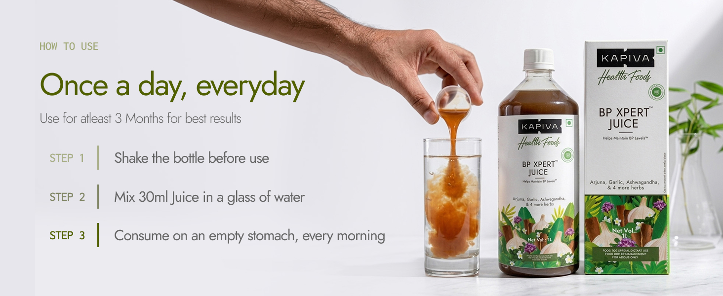 Kapiva BP Xpert Juice, to manage BP levels | Ashwagandha, Arjuna & 5 Other Herbs (1 Litre)
