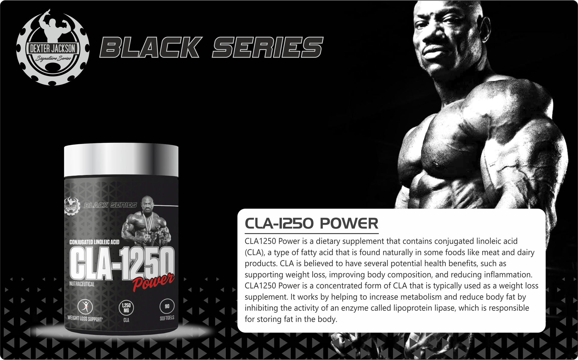 Dexter Jackson Black Series CLA-1250 | Conjugated Linoleic Acid | 90 Softgels - Premium Weight Management and Lean Muscle Support