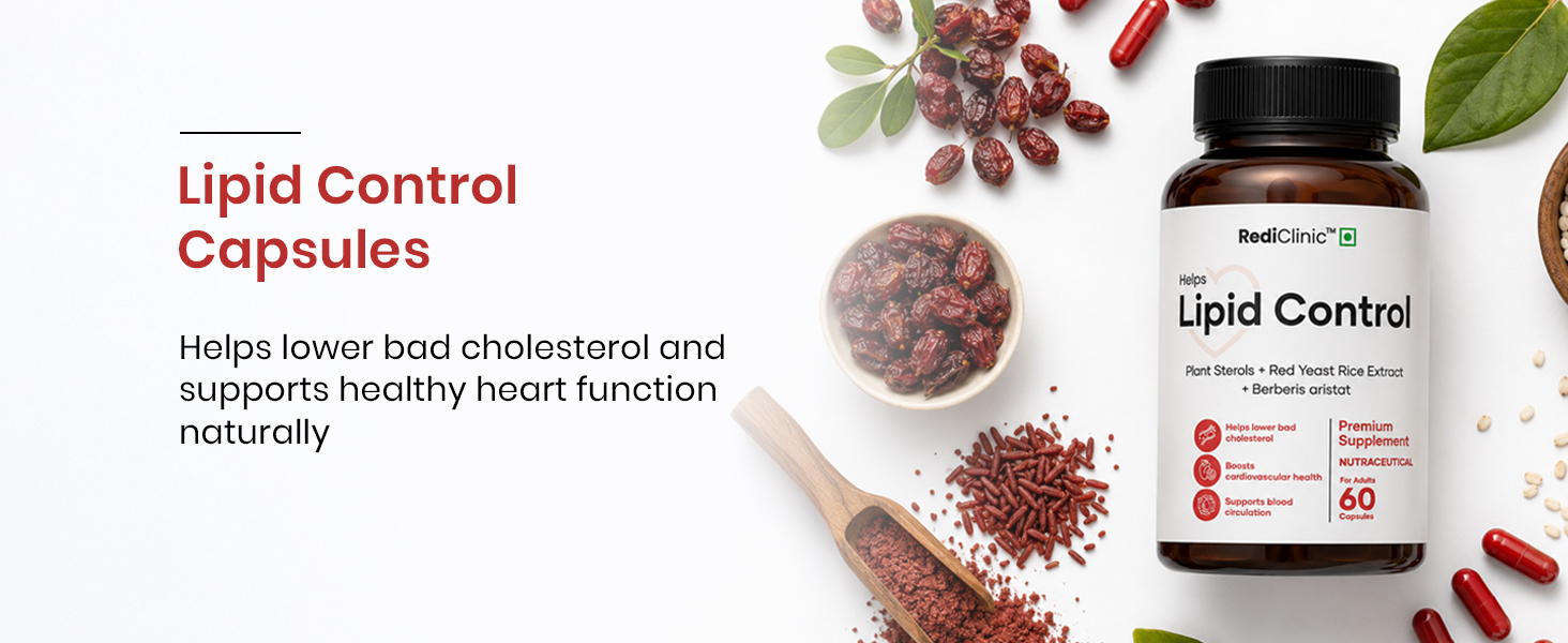 Lipid Control Capsules |Blend of Plant Sterols, Arjuna, Guggul | Helps Manage Cholestrol Levels and Supports Heart Health | Pack of 2-60 Capsules