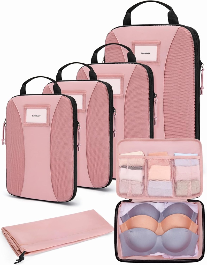 BAGSMART 压缩包装立方体,6个PCS包装立方体用于套装,旅行袋组织者用于行李,轻量级包装立方体用于旅行基本品