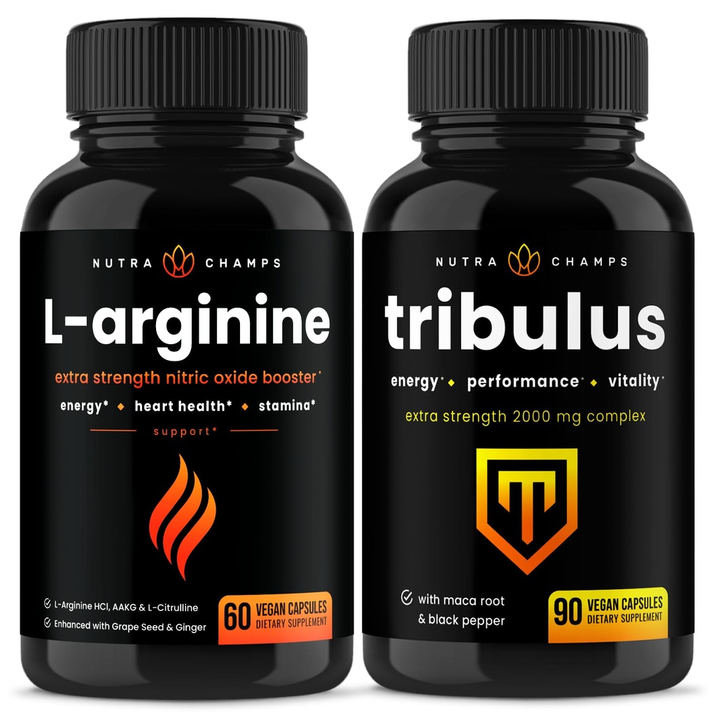 NutraChamps L-Arginine Capsules和Tribulus Capsules 2 包装包