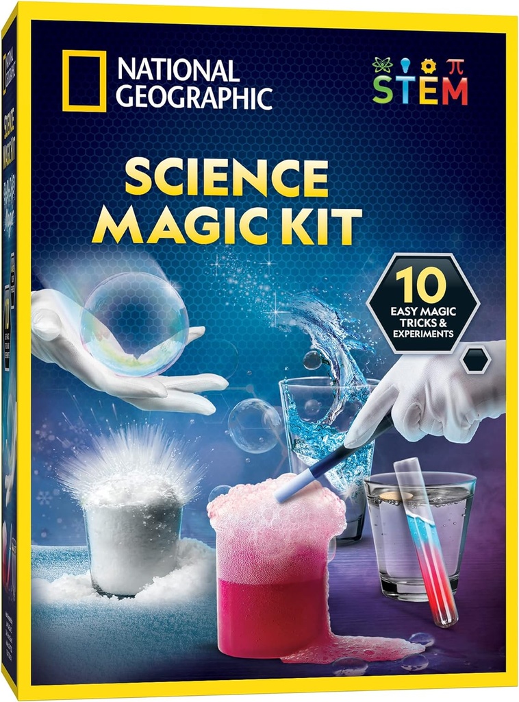 国家地理魔法化学套件 — 儿童科学套件,有10种神奇魔术、STEM项目和科学实验、科学玩具、男孩和女孩的礼物