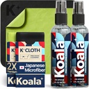 Koala 眼镜镜头 清洁喷雾 Kit →(2x) 玻璃清洁瓶 +(2x) 微纤维 Cloth → 酒精无眼镜 屏幕 和相机清洁 Kit → 在美国制造 (4 Piec Set)