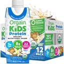 Orgain 有机儿童 营养蛋白摇晃 香草 健康儿童 肉片 8g 乳制品蛋白 3g 纤维 22 维生素和矿物 无豆原料 格鲁滕 免费,非GMO, 8.25 Fl Oz(12包)
