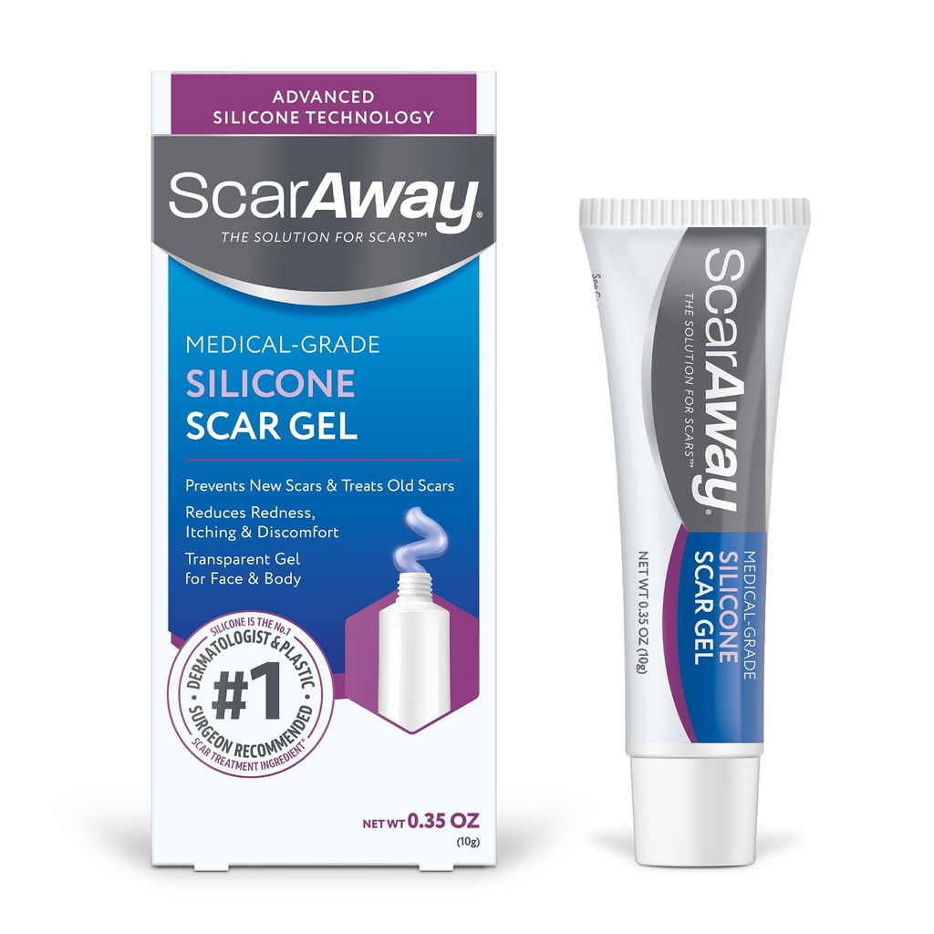 ScarAway Silicone Scar Gel,《帮助提高超营养性刀疤的大小、颜色和纹理》,伤痕、烧伤和外科、水阻力,10克(0.35奥兹)