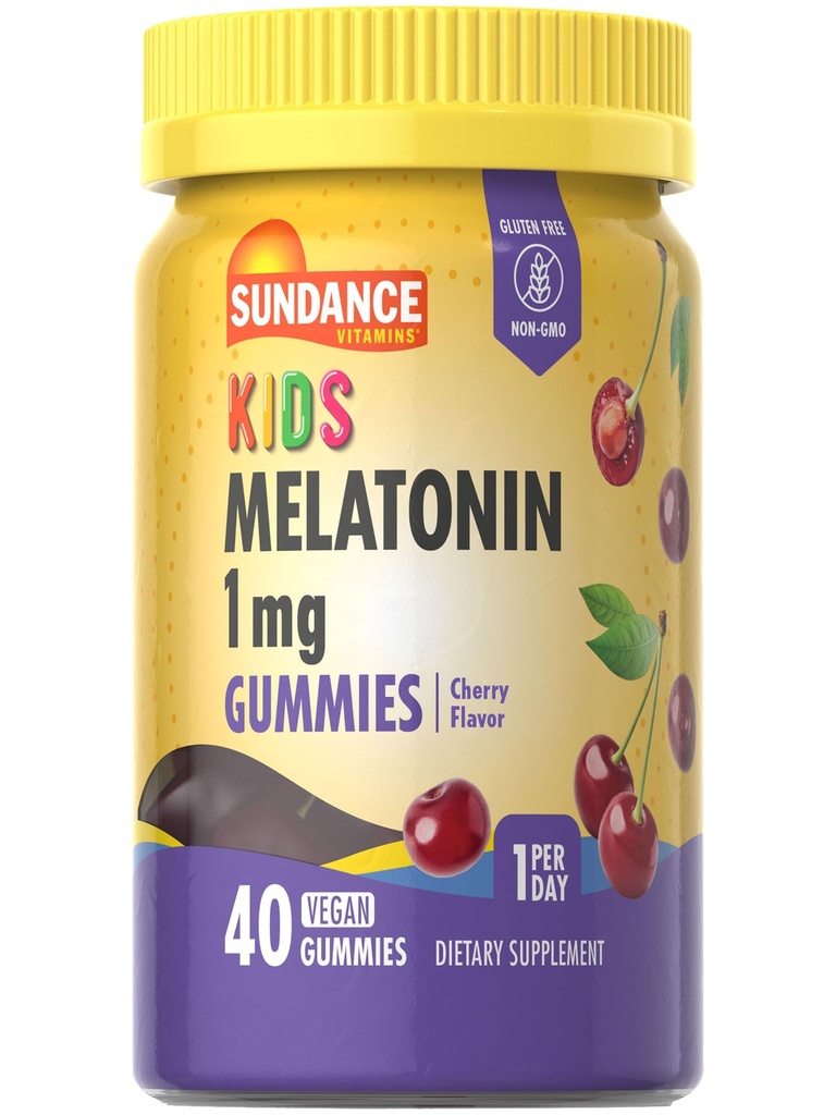 Sundance Kid的Melatonin Gummys 1mg QQ 40 伯爵 樱桃 Flavor QQ Vegan, Non-GMO, 和 Gluten 免费补充
