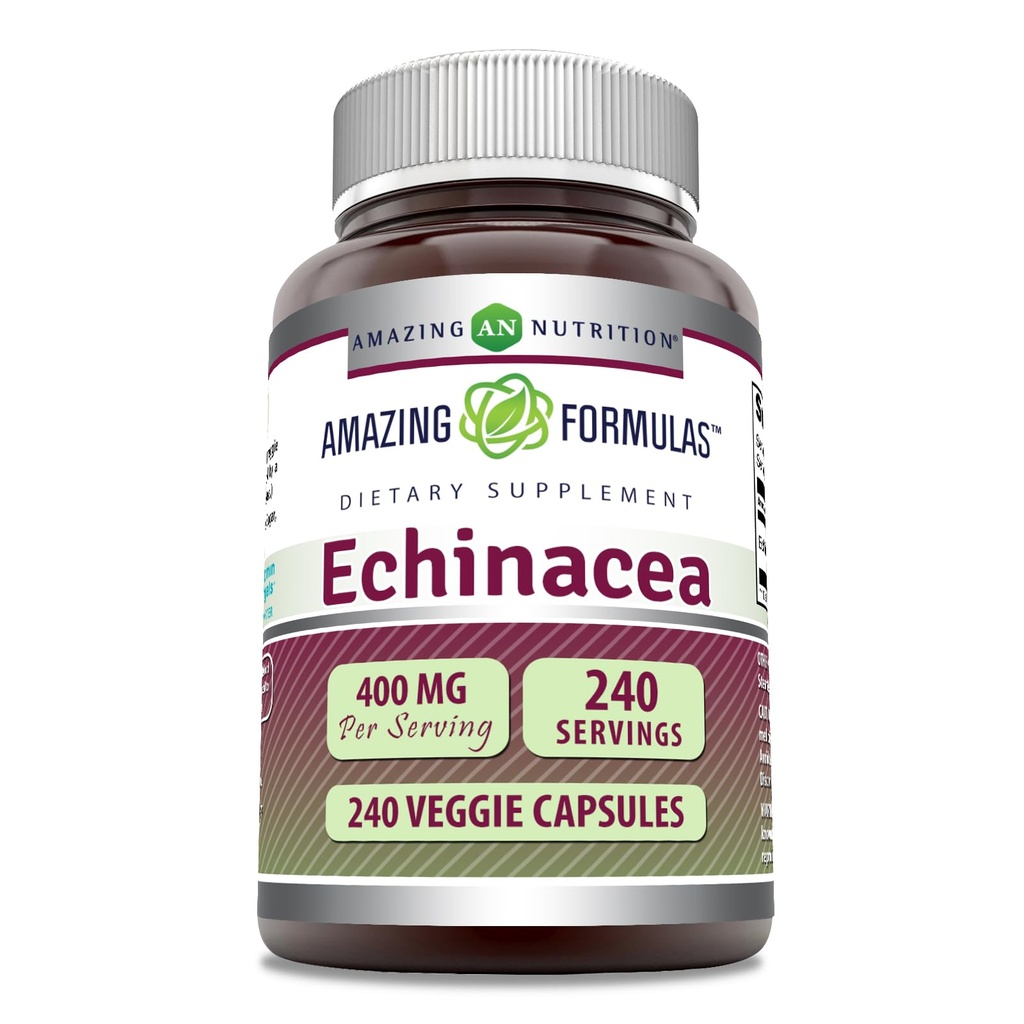 Echinacea的神奇配方 – 400 Mg / service – 240 Veggie Capsules – Non-GMO – Gluten - Free – 美国制造
