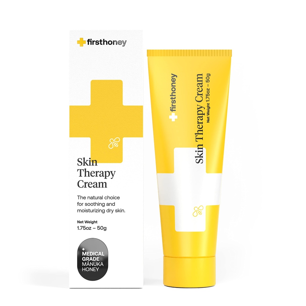 第一次蜂蜜 Manuka 蜂蜜奶油 干燥和痒的皮肤 \ \ eczema、 Rosacea、 Psoriasis、 & Dermatitis = 天然和无填料 = 婴儿和托德勒斯的安全 1.75 oz