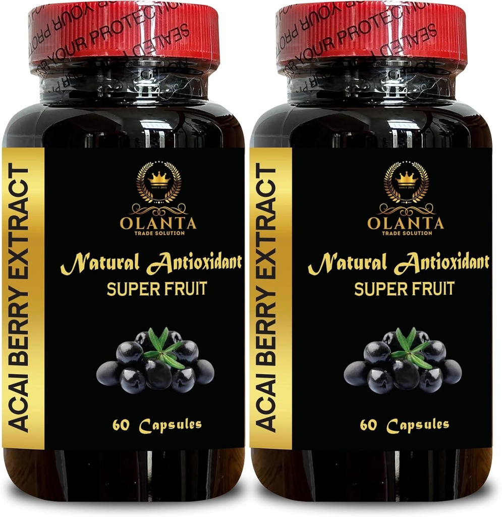ACAI Berry 提取 - 智利的超食品 抗氧化剂,对妇女和男子的免疫支持,自然健康支持,Acai 能源 - 2瓶120卡普尔