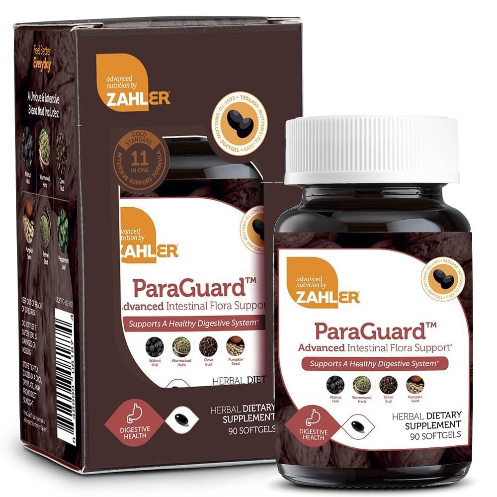 Zahler - ParaGuard Cleanse Softgels - Gut Health Detox 补充 - 配方有Wormwood, Garlic Bulb, 南瓜种子, Clove & More - 人类天然清洁解毒 - 经认证的科舍尔(90)