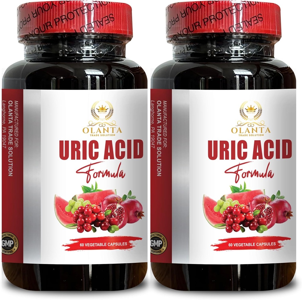 URIC 酸 - 铀酸支持 ium 公式,强力联合支持 和 铀酸 配有 Tart Cherry 提取器, Celery种子, Turmeric - 2瓶 120盖