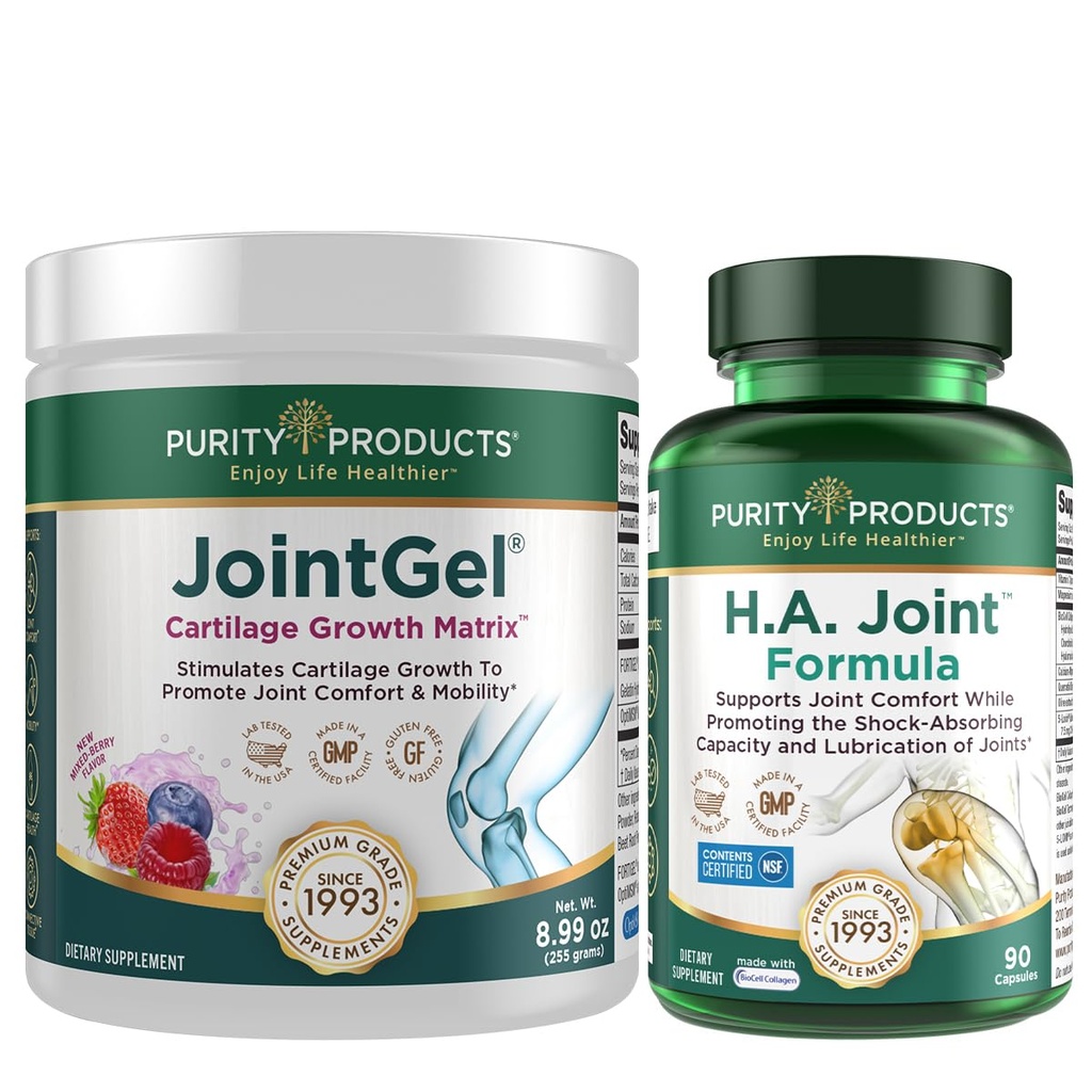 纯度产品 JointGel(Berry Flavor) + HA 联合配方包 生物活性Collagen Peptides + MSM - 支持联合功能 + 灵活性 同时强化联合卡通 - Hyaluronic酸 + 更多