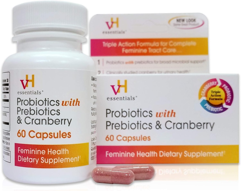 配有预生素和Cranberry女性保健补充品的抗生素,60 Counter