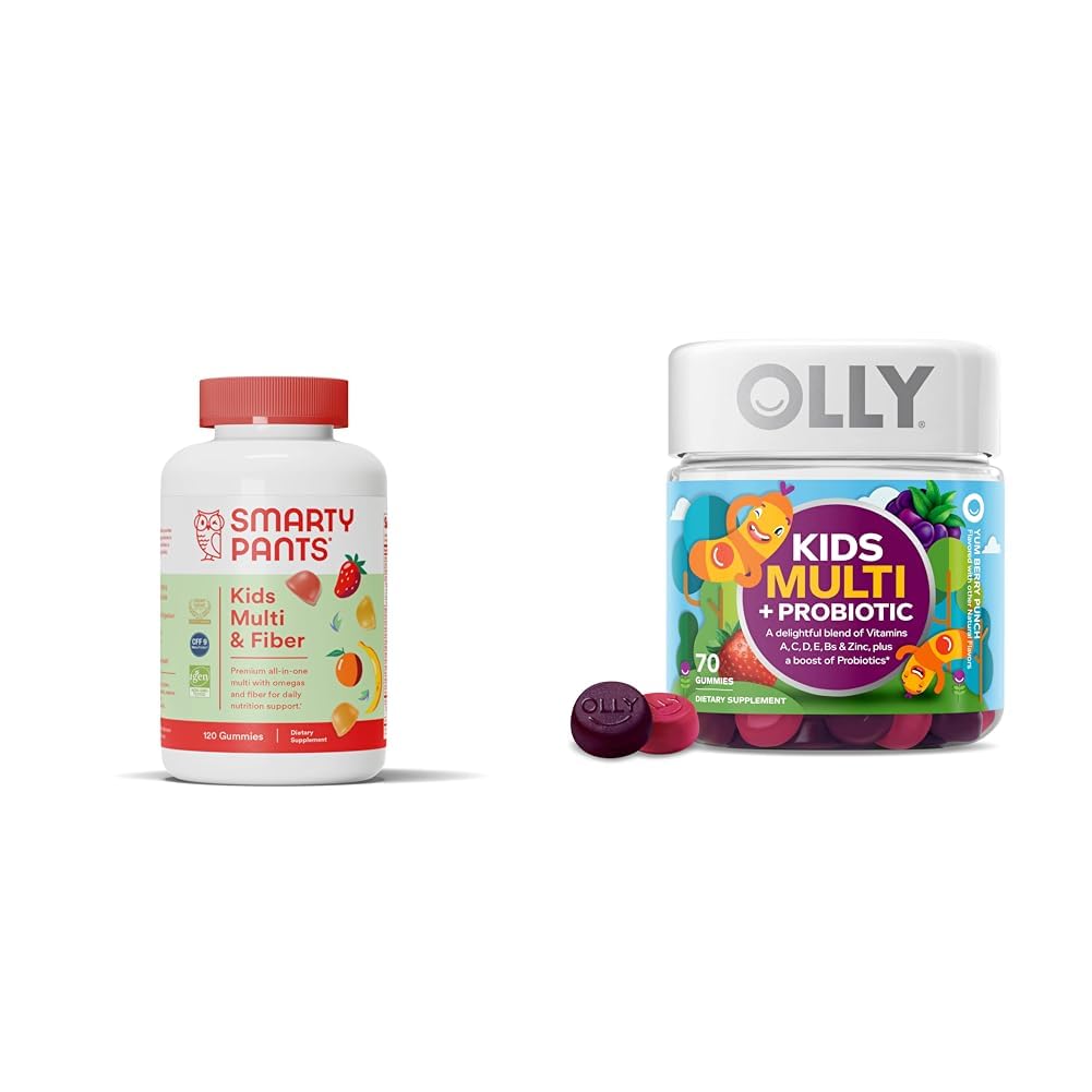 SmartyPants Kids 多维塔明胶和纤维补充品:Omega 3 Fish Oily和OLLY Kids 多维塔明+ Probiotic Gummy,消化和免疫支持