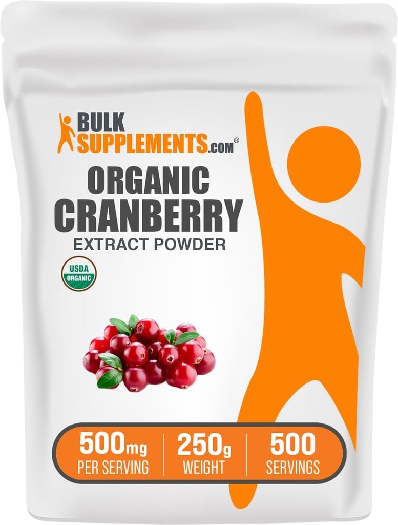 Bulk Assupports.com 有机Cranberry 提取粉末 - 有机Cranberry 火焰粉末,来源于Vaccinium macrocarpon 水果 - Vegan & Gluten Free,每服500mg,250g(8.8 oz) (Pack of 1)