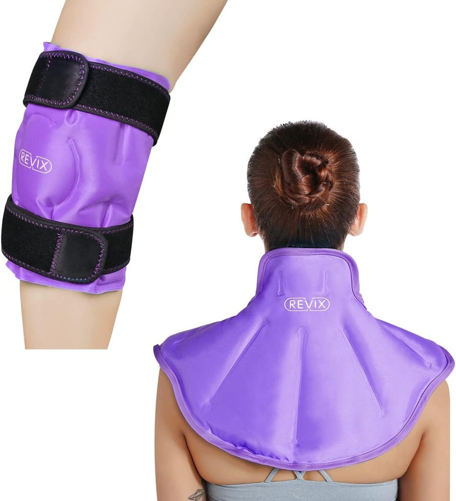 REVIX 伤者膝盖冰包可重复使用,大颈肩冰包可减轻上背疼痛