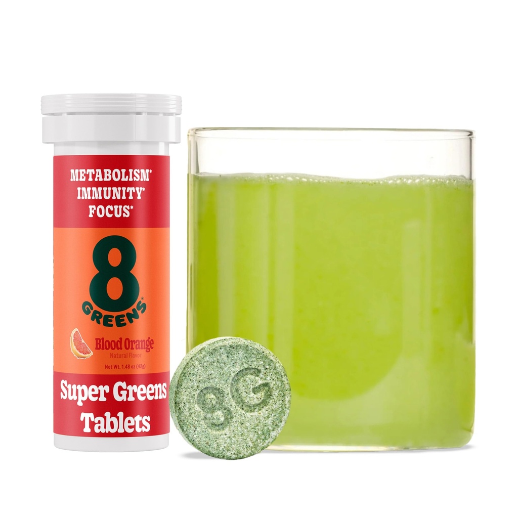 8 Greens SuperGreens 板块 超级Greens 粉末超级食品板块 代谢豁免和焦点 每日绿地 Effervescent 板块 有机:Aloe Vera, Spirulina, Chlorella, Blood Orange, 10 services