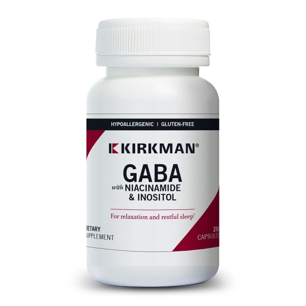Kirkman - GABA与Niacinamide & Inositol - 250 Capsules - 支持放松 - 支持休眠 - 假致性