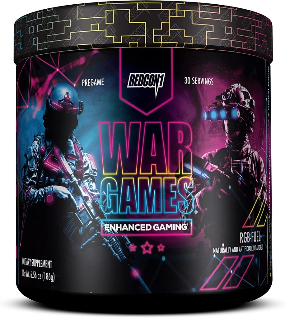 REDCON1 战争游戏 RGB-Fuel - Keto 友好焦点公式 - 配有Nootrophics + Green Tea Excert - 配有TeaCrine & Dynamine的低咖啡因Yerba Mate(30 services)的焦点补充.
