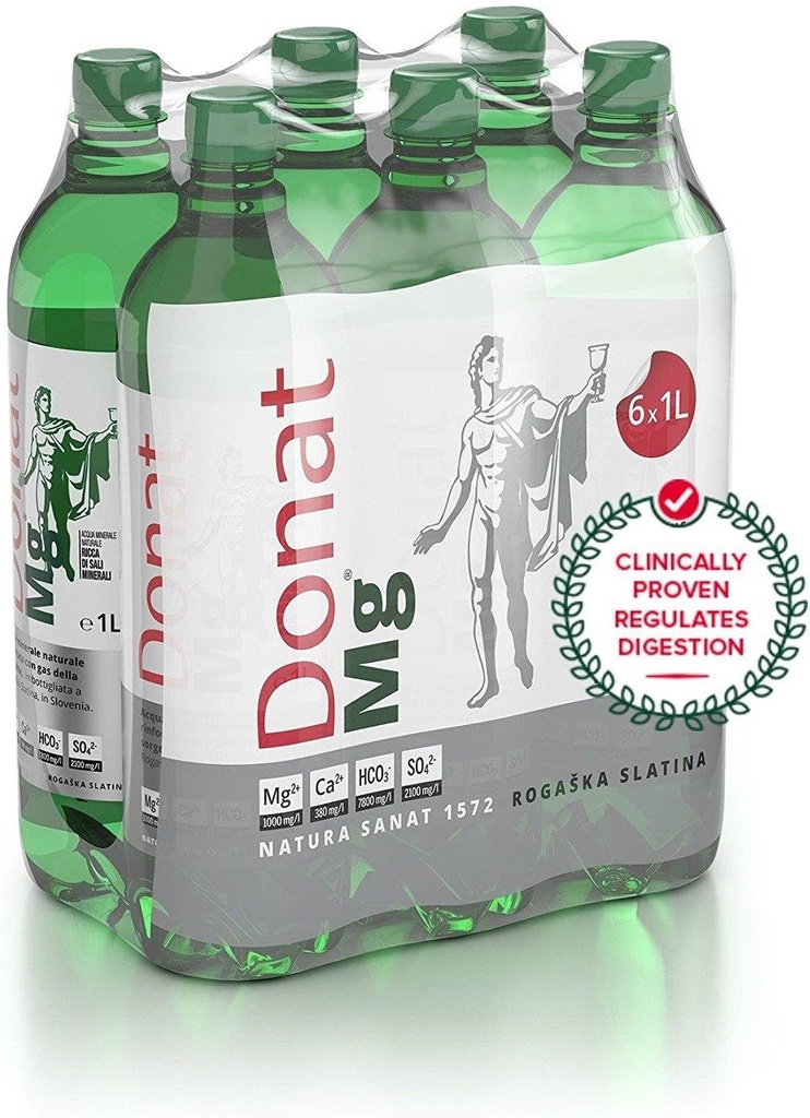 天然镁水 - 1000mg 镁在 1000ml 'Donat Mg' Bulk 包装 6x1L