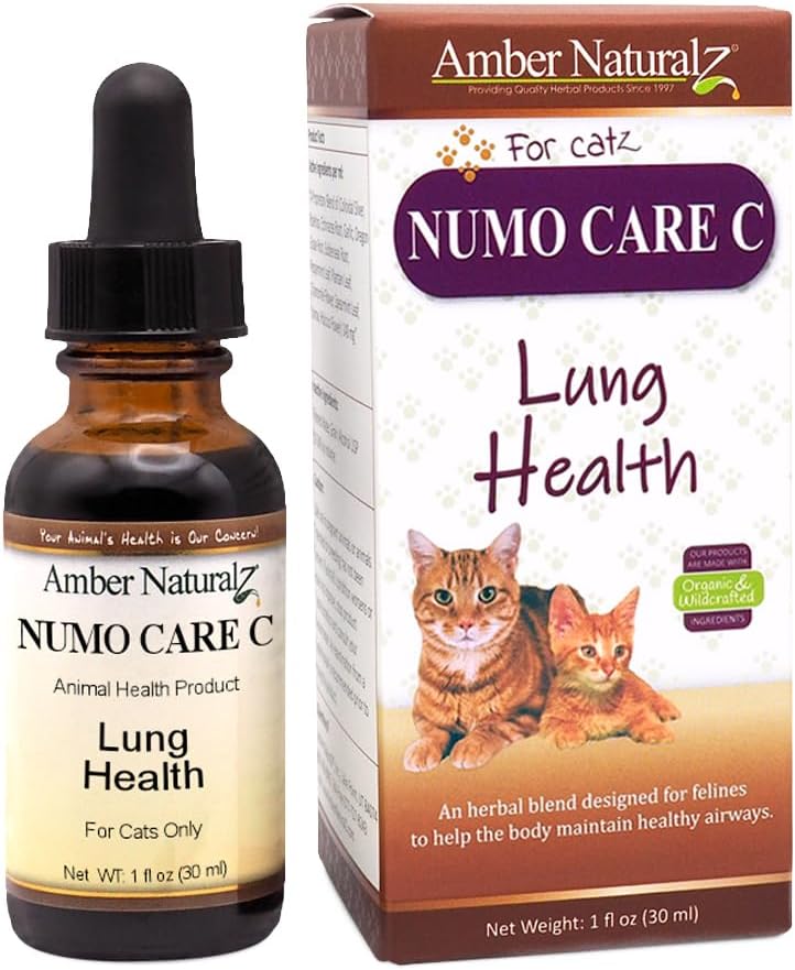Amber NaturalZ Numo Care C 对猫的呼吸支持 |草药方 帮助维持正常的肺功能 清航和免疫健康