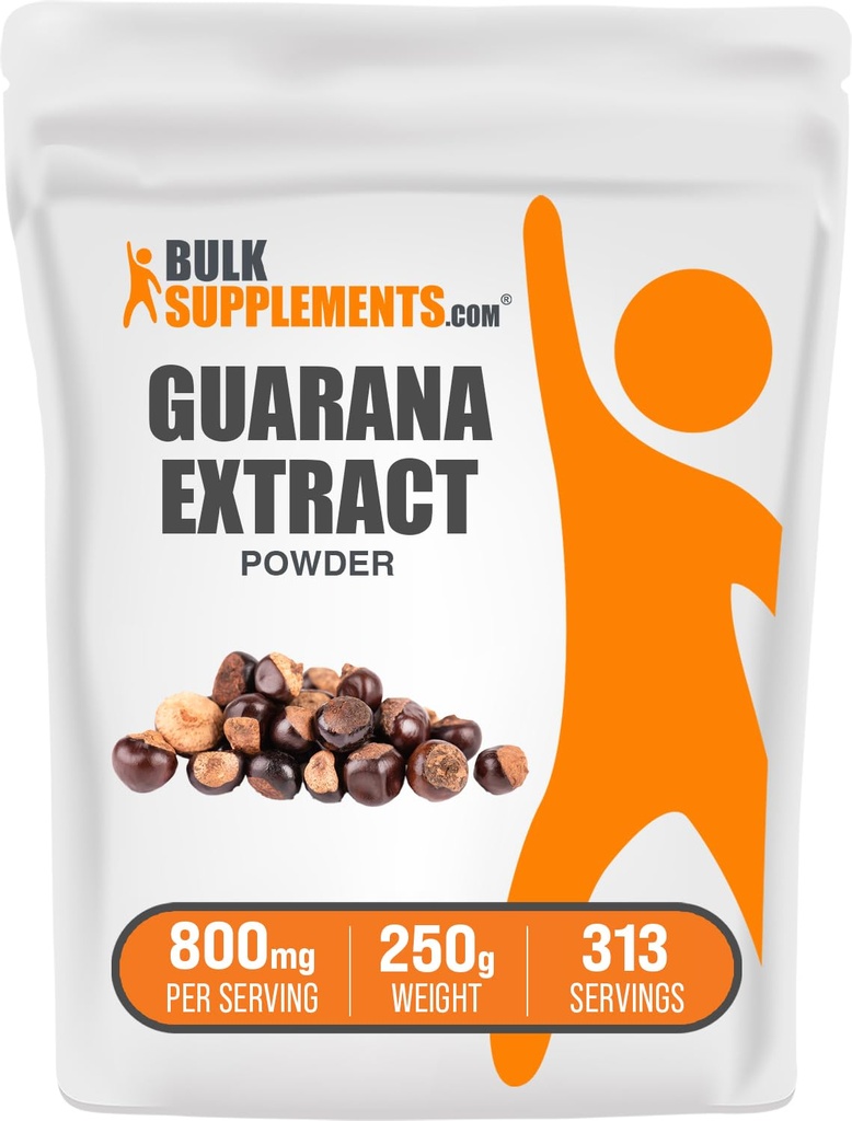 Bulk Assupports.com 瓜拉纳抽取粉末 - 天然咖啡因补充剂,来自瓜拉纳种子,瓜拉纳粉末 - Gluten Free, 800mg / service, 250g (8.8 oz) (Pack of 1).
