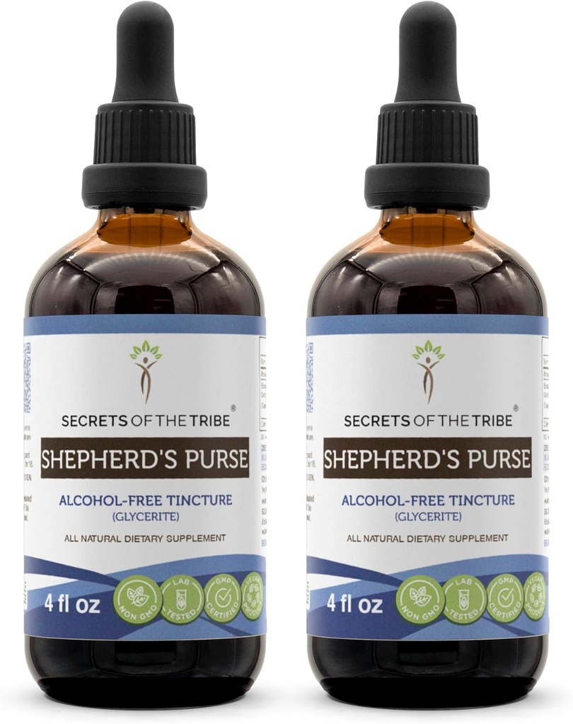 部落牧羊人无酒精液体提取的秘密 牧羊人无酒精提取(Capsella Bursa-Pastoris) 干草(2x4 FL OZ)
