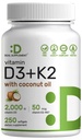 DEL 添加维生素 D3 2,000 IU + K2 MK7 50mcg 软胶 → 2-in-1 复合物 維珍椰油 → 支持心,骨,牙齿和免疫健康 → 容易吞咽