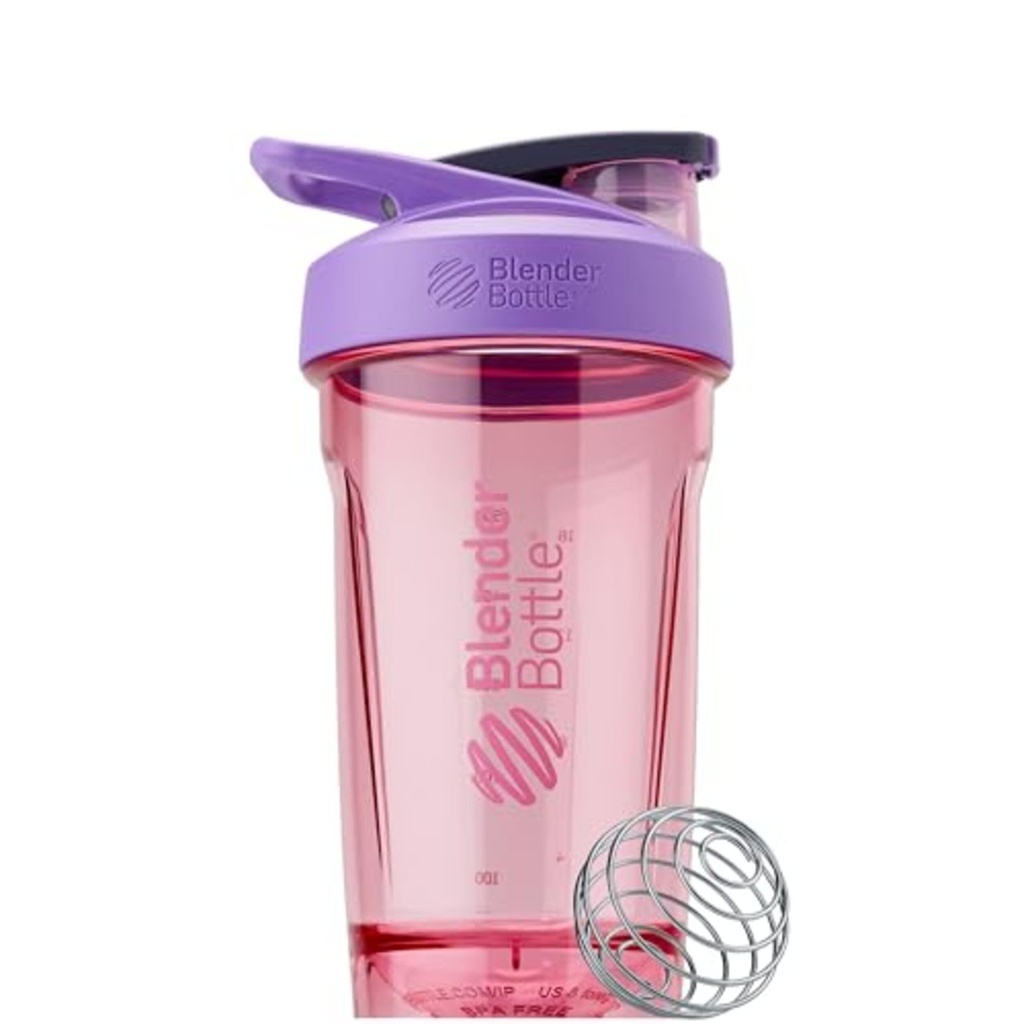 BlenderBottle Sport Shaker 瓶装有Wire Whisk,24 Ounce,紫色 – 蛋白质Shakes & Hydration for Athletes & Fitness Enthusiasts, Easy Mixing, 持久和轻量级,可锁定 Lid
