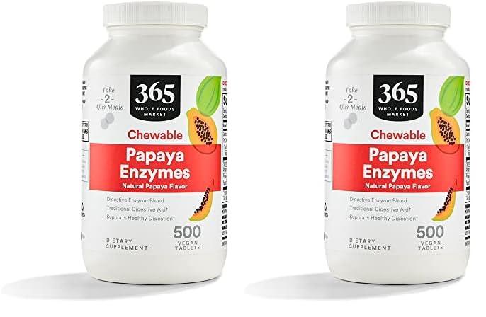 365 由全食品市场,Papaya Enzymes,500 Chews (Pack of 2)制作.