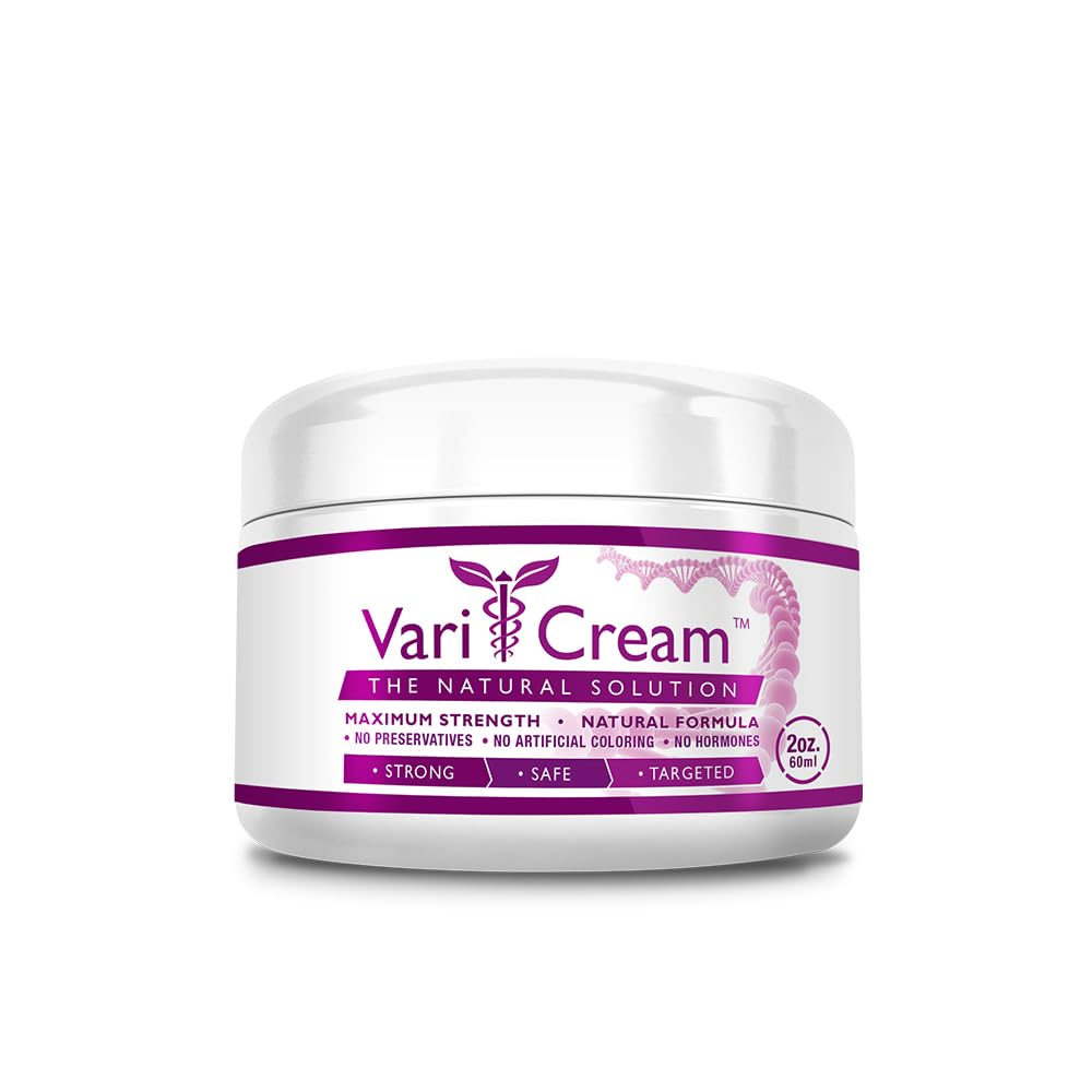 VariCream - VariCose & Spider Veins Cream - Tocopherol Acetate, 屠夫的扫帚, 女巫黑兹尔 - 1 Jar - 2 Oz. - 维根.