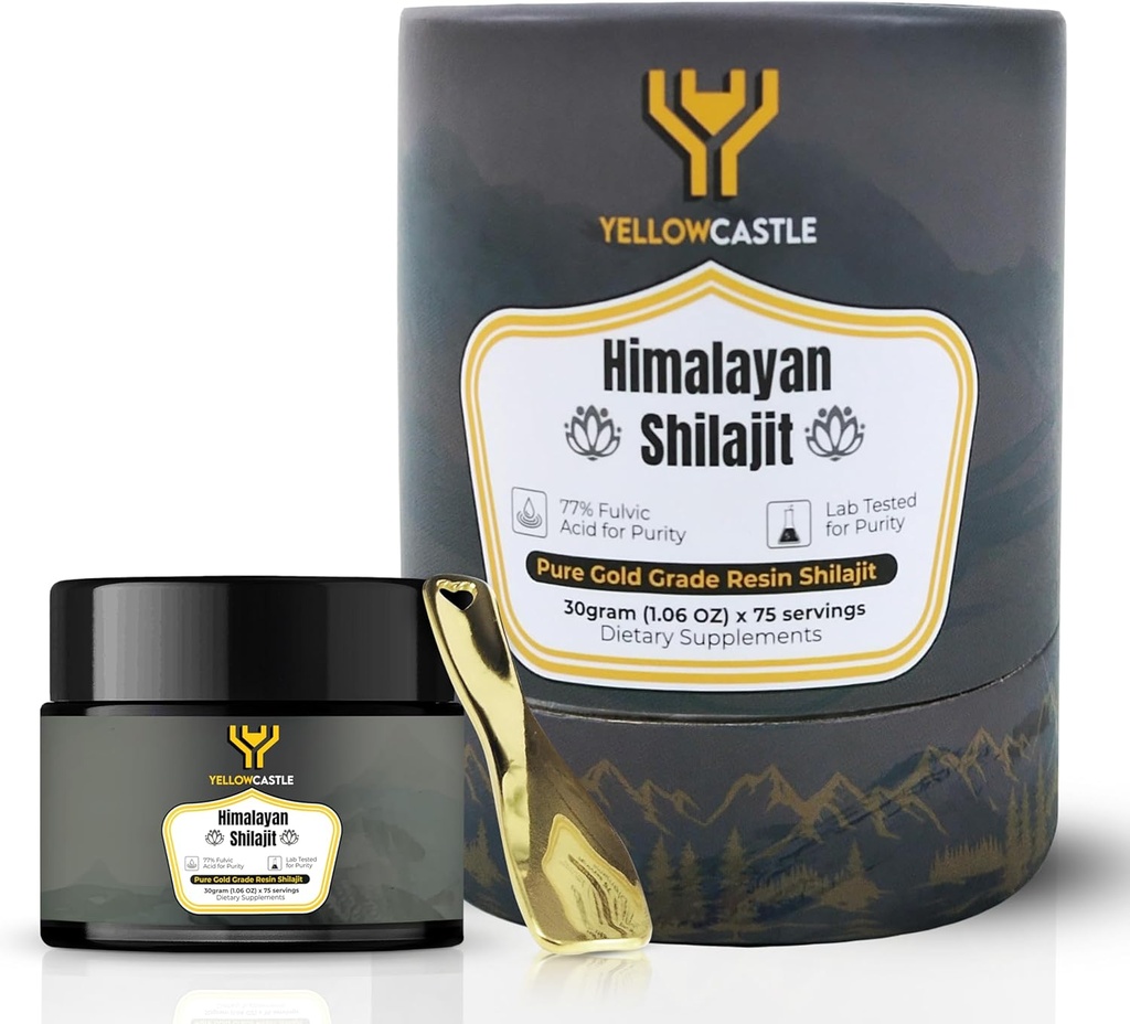 喜马拉雅岛Shilajit Resin – 男女高潜力纯度Shilajit - 85+ Trace Minerals, 75+ Fulvic酸能量波斯特, 免疫支持, 75 服务有机Resin 与实验室测试报告, 400 mg