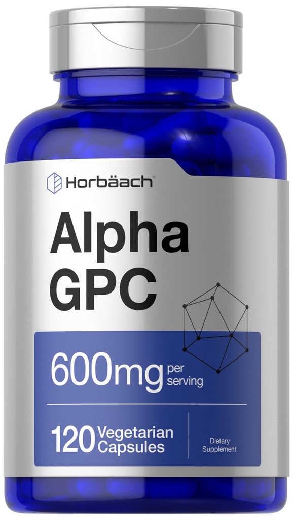 Horbäach Alpha GPC 600mg → 120 Capsules → Vegetarian, Non-GMO & Gluten Free Choline 补充 → 支持健康记忆,聚焦和清晰
