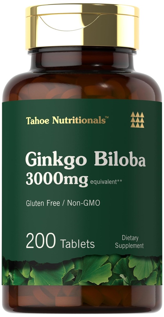 Carlyle Ginkgo Biloba 3,000mg → 200 蔬菜片 → 额外力量 → 非GMO , Gluten Freen Formula → 由 Tahoe 营养学杂志发行