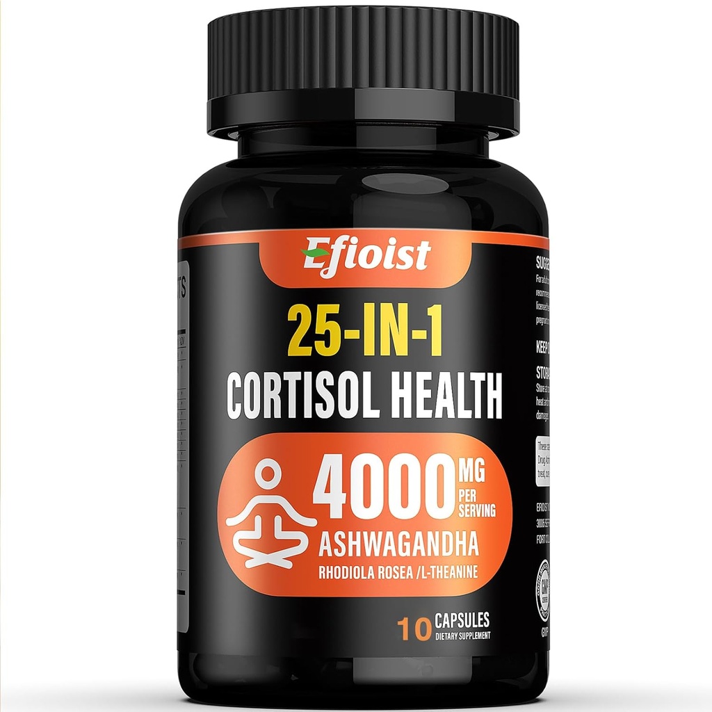 科尔蒂索尔健康补编,25-in-1 男女科尔蒂索尔减排器,与Ashwagandha,Rhodiola Rosea,L-Theanine,10 Capsules合订的科尔蒂索尔补编