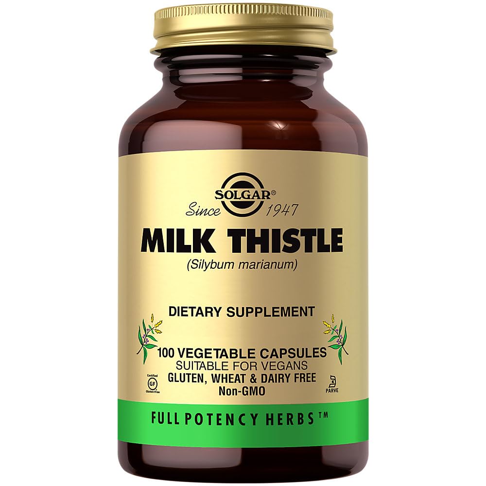 Solgar Milk Thetle - 100 蔬菜罐头 - 全有可能(FP) - 非GMO,Vegan,Gluten Free,乳品自由,Kosher - 100 服务