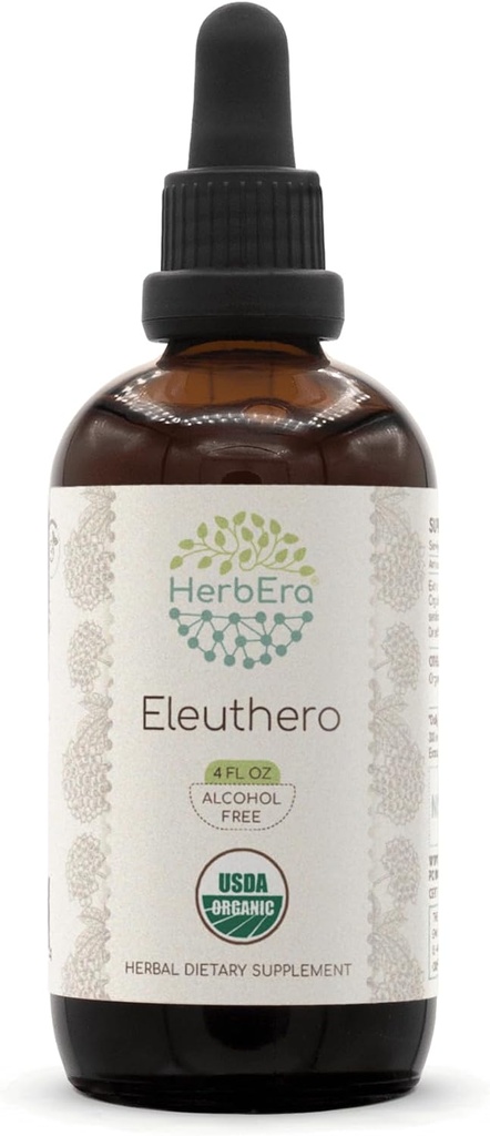 HerbEra Eleuthero B120 USDA 有机丁香 QQ无酒精提取 高位草药滴 认证有机丁香(Eleutherococus senticosus,西伯利亚金森) 干根(4 oz)