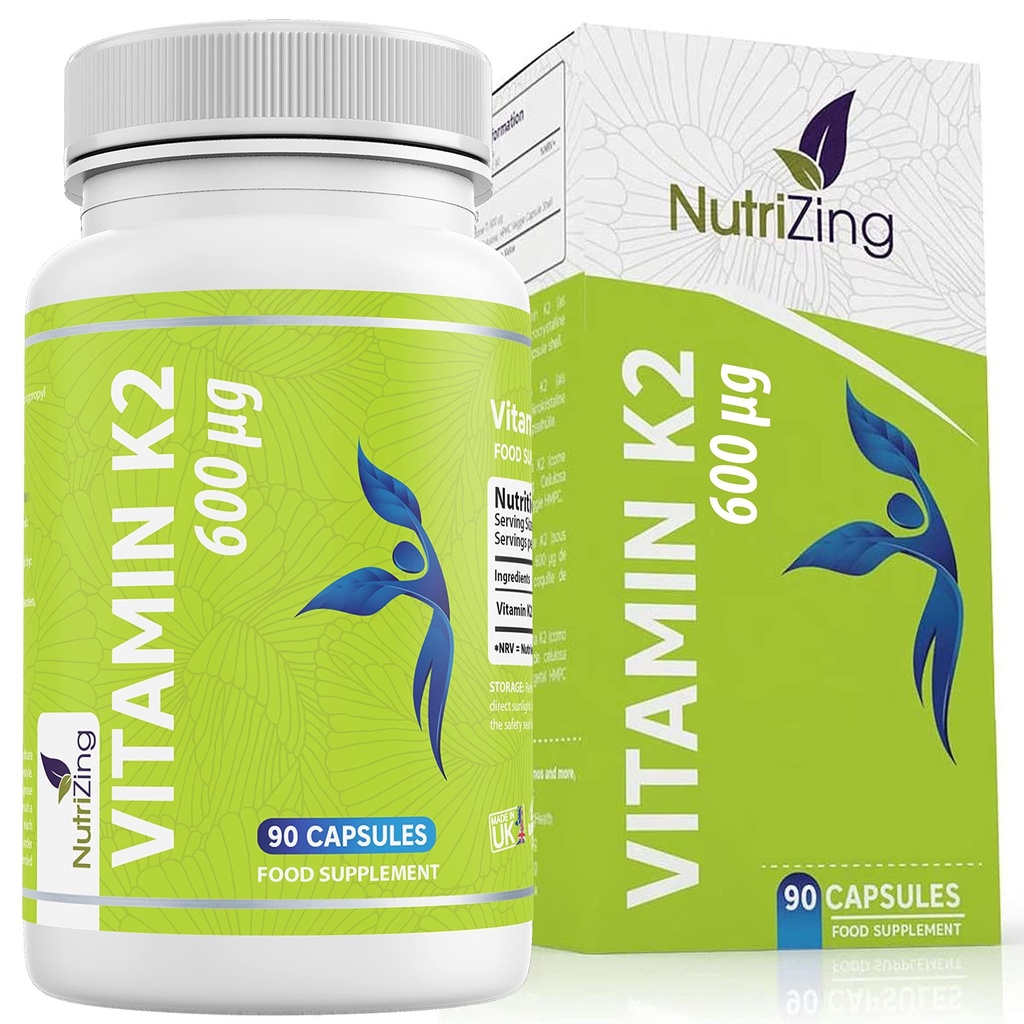 K2维生素补充剂MK-7 - 高强度600mcg - 支持骨干和动脉健康 - 90 Vegan Capsules - 男女维生素K2 - 3个月供应