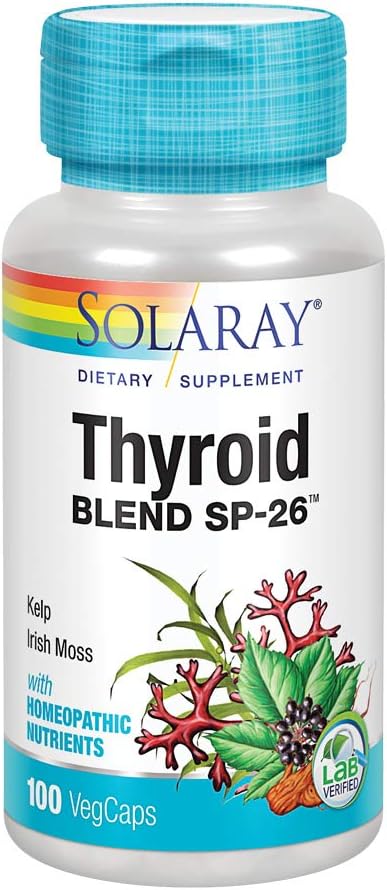 SOLARAY 甲状腺素Blend SP-26 → Herbal Blend w/Cell 盐营养剂帮助支持健康甲状腺功能 → Non-GMO, Vegan → 100 Serv → 100 Veg Caps