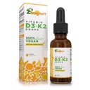 Vegan液滴D3 K2(MK7) - 100%的植物基液滴D 用椰油加固,用于最大吸附 - 1 service = 1000 IU VIT D3和200 mcg VIT K2