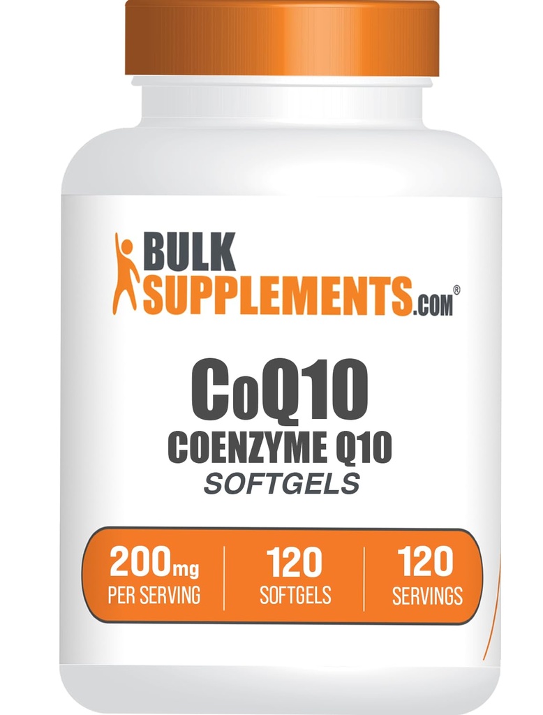 Bulk Assupports.com CoQ10 200mg Softgels - for Heart Health, Coenzyme Q10 200mg Supplement, Gluten Free, 1 Softgel / service, 120 Counter (Pack of 1) (英语).