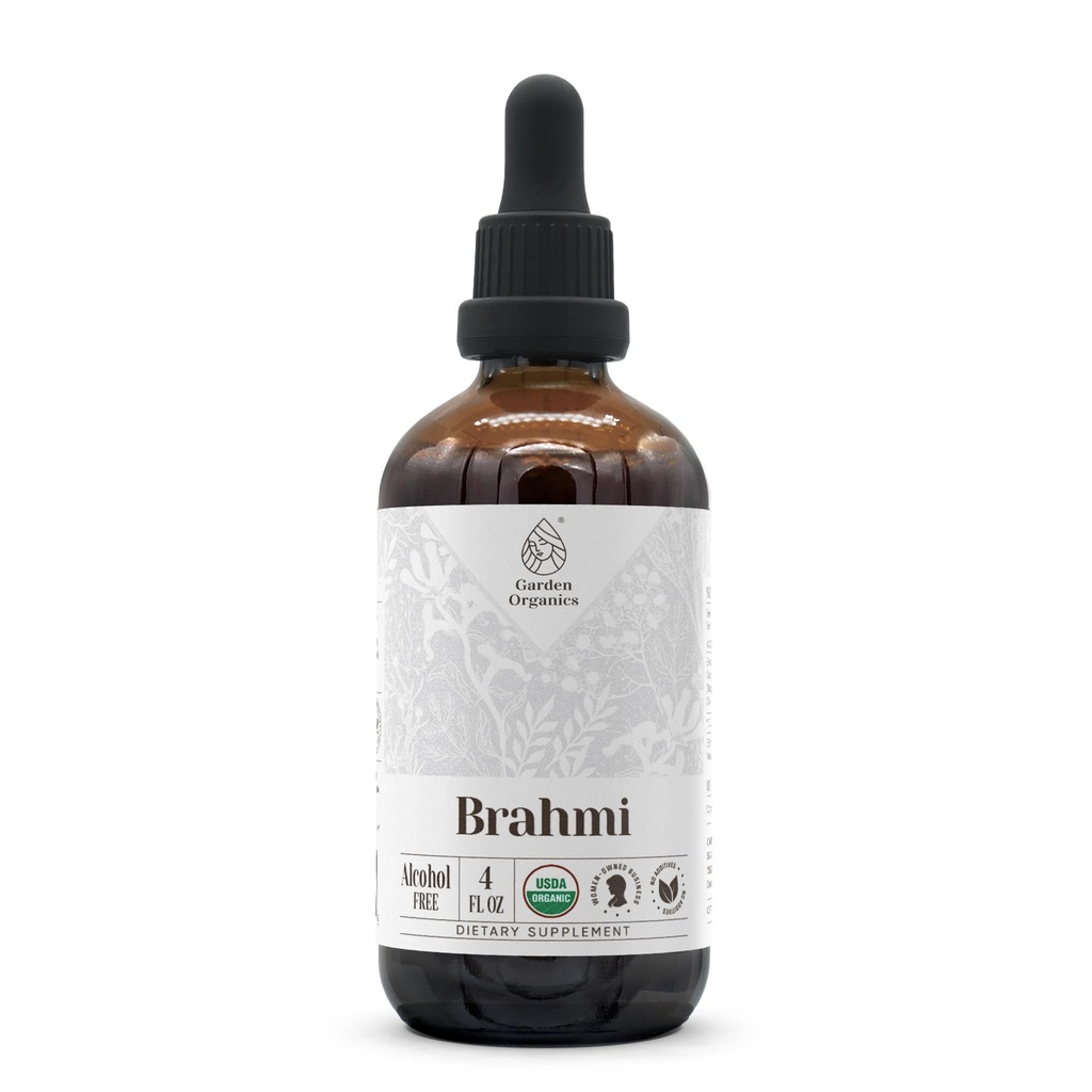 Brahmi USDA Organization QQ 无酒精提取,有机草药滴,补充 QQ 100%认证的有机草药(Bacopa Monnieri) 干草药 4 oz