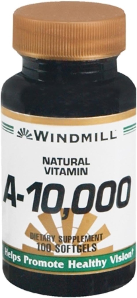 维生素A 10,000 IU Softgels 100 Soft gels (Pack of 2)